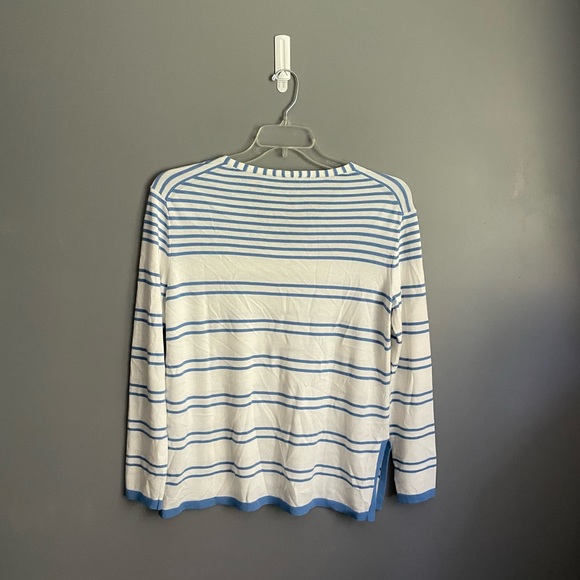 Lafayette 148 New York Striped V-Neck Sweater Womens Size Small - Picture 3 of 5